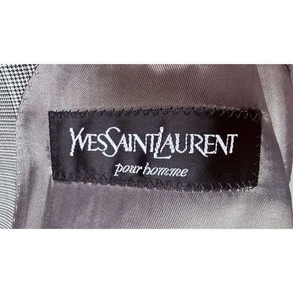 Yves Saint Laurent Pour Homme Grey Glen Plaid Super 120s Wool Suit Italy 48 7R - Picture 4 of 14